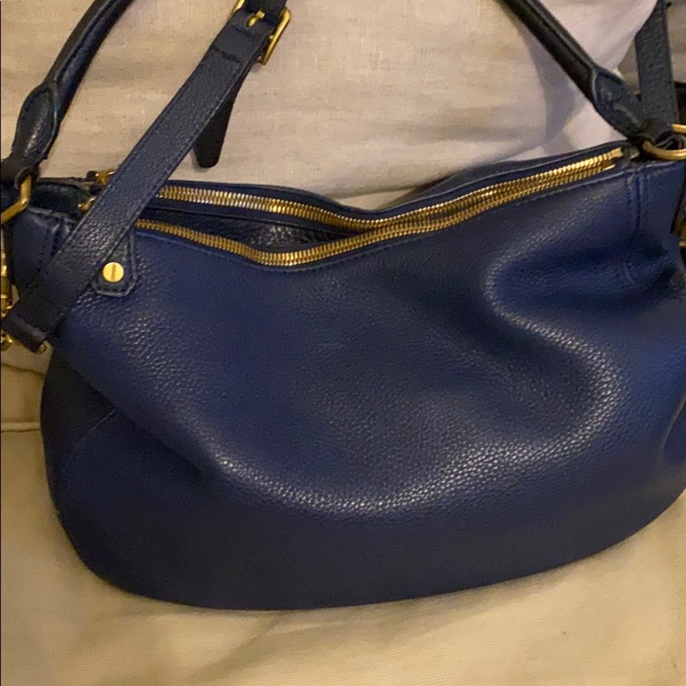 JCrew Biennial Navy Blue Pebbled Leather Bag Hobo